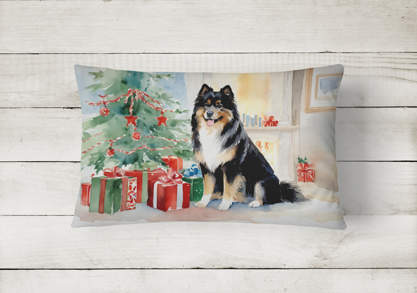 Finnish Lapphund Cozy Christmas Throw Pillow
