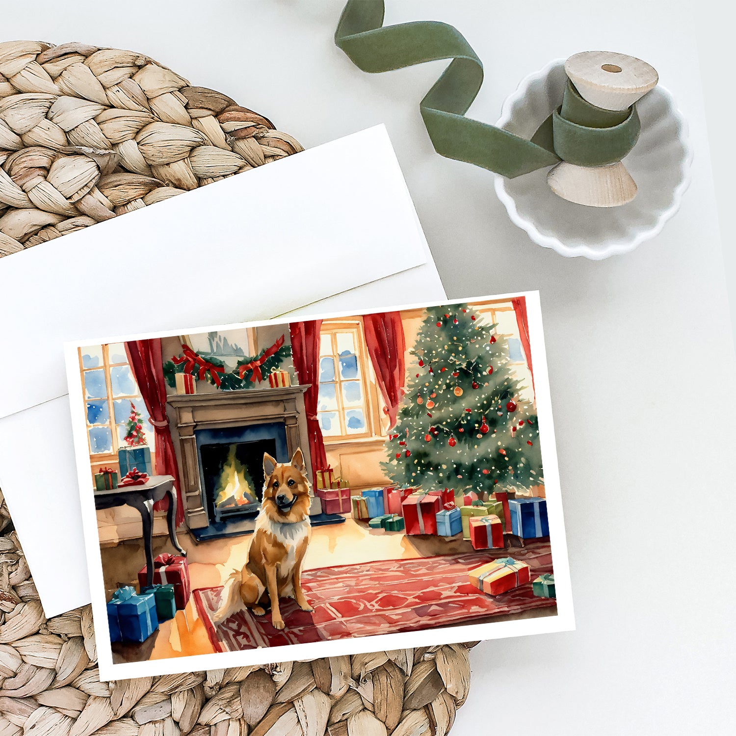 Buy this Finnish Spitz Cozy Christmas Greeting Cards Pack of 8