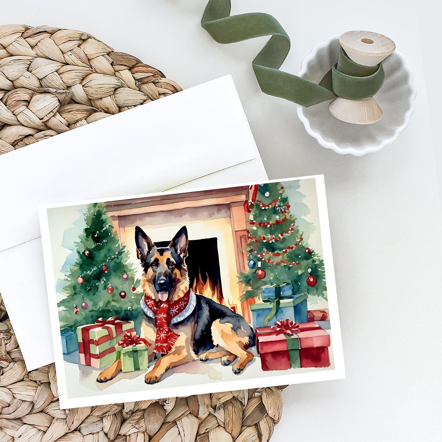 Buy this German Shepherd Cozy Christmas Greeting Cards Pack of 8