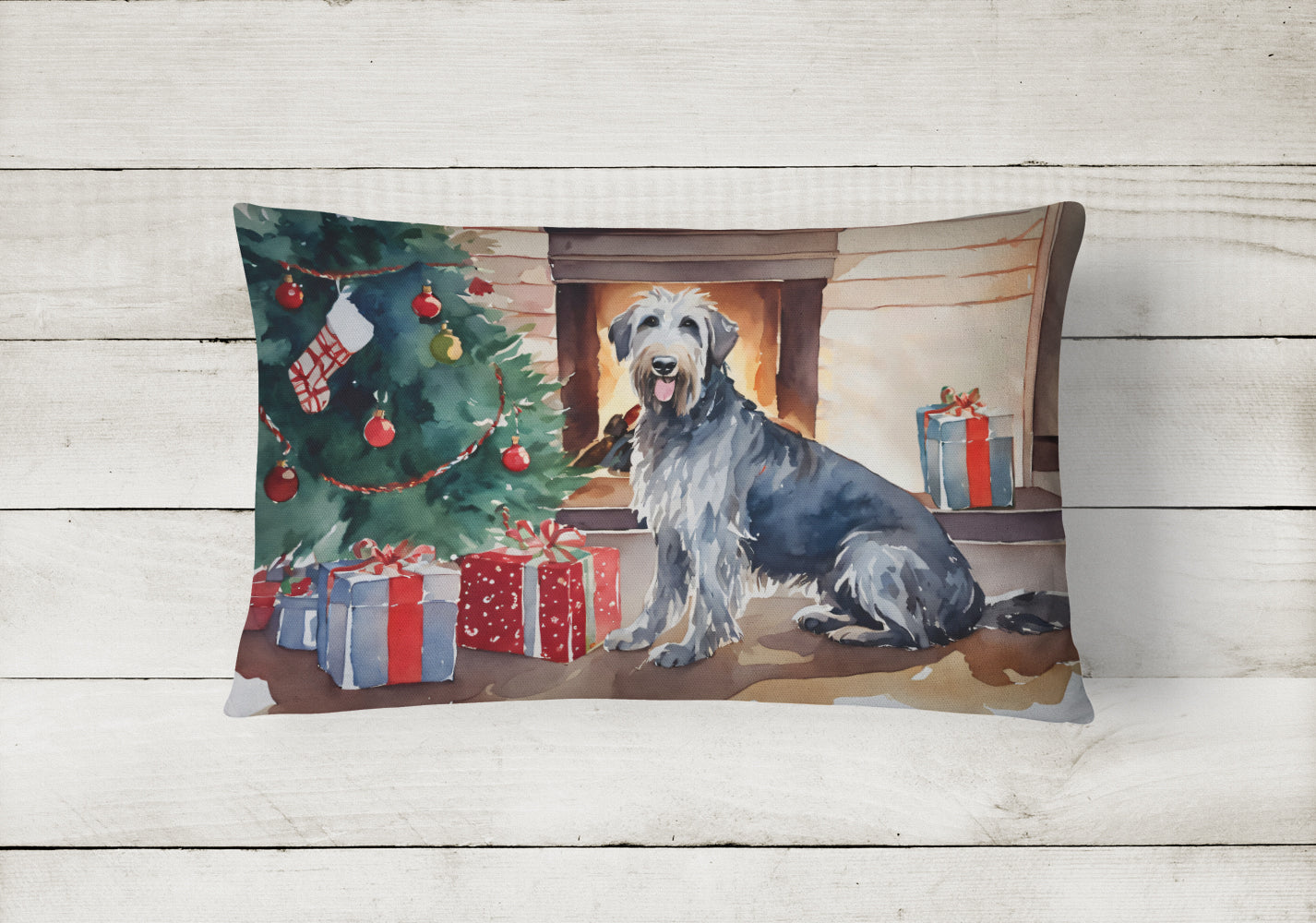 Buy this Irish Wolfhound Cozy Christmas Throw Pillow