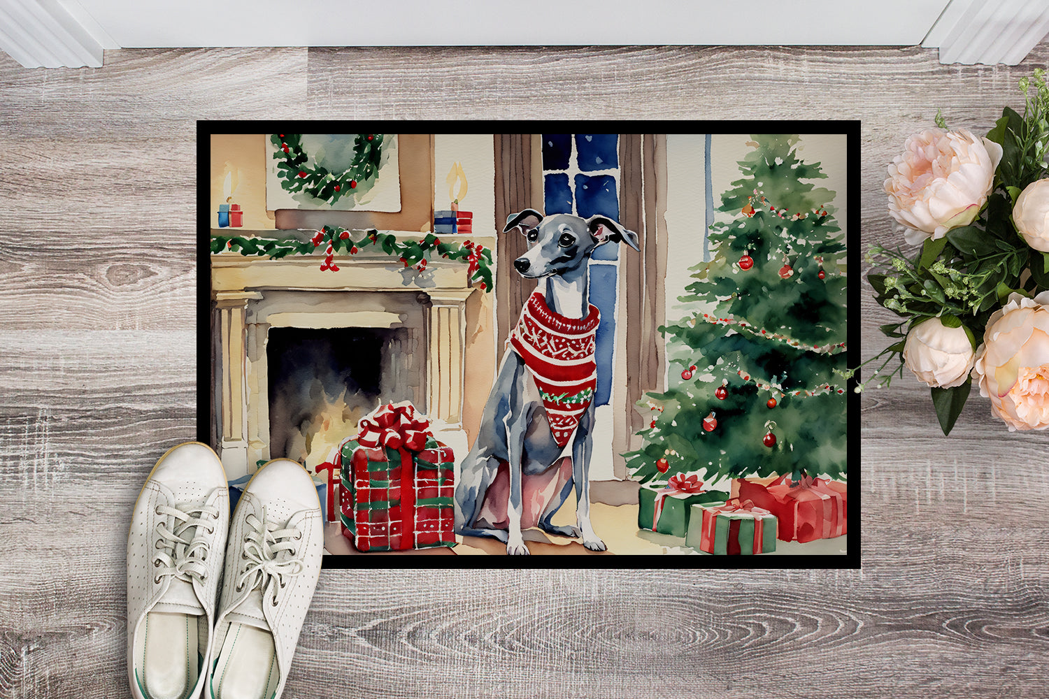 Buy this Italian Greyhound Cozy Christmas Doormat