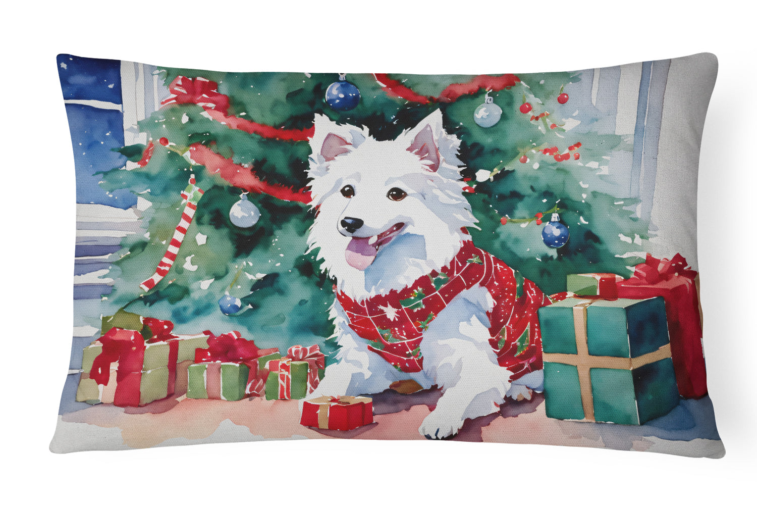 Buy this Japanese Spitz Cozy Christmas Throw Pillow