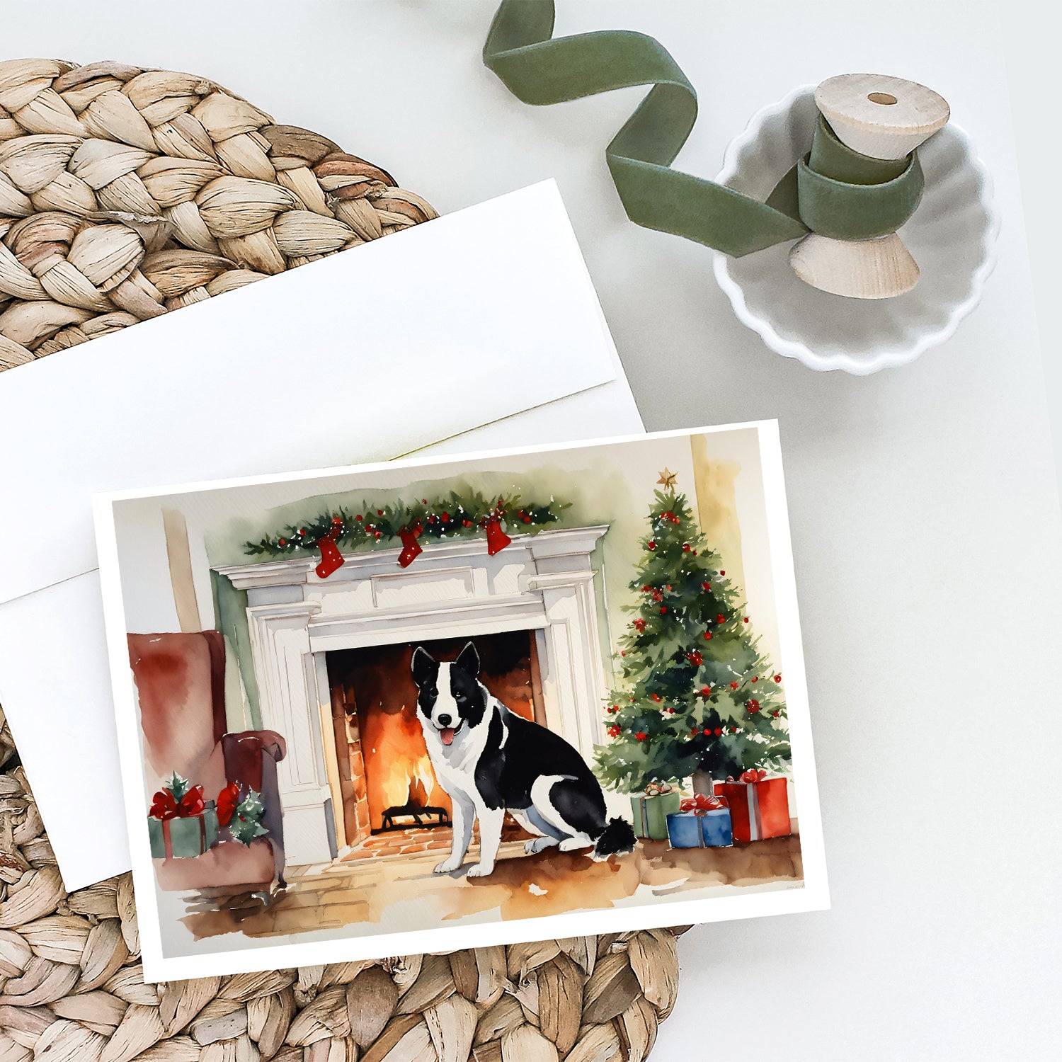 Karelian Bear Dog Cozy Christmas Greeting Cards Pack of 8