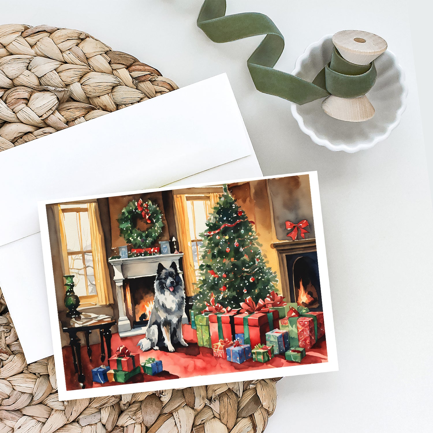 Buy this Keeshond Cozy Christmas Greeting Cards Pack of 8