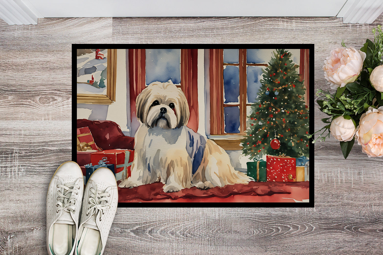Buy this Lhasa Apso Cozy Christmas Doormat