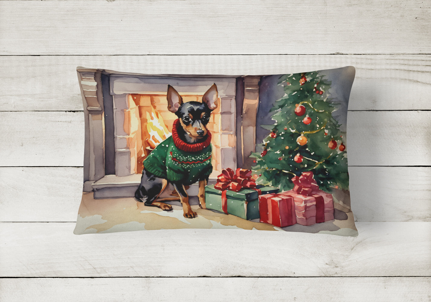 Buy this Miniature Pinscher Cozy Christmas Throw Pillow
