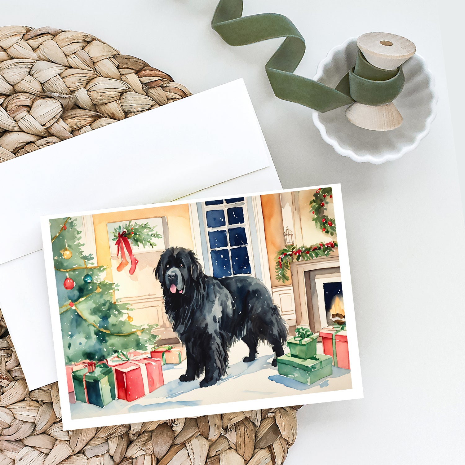 Buy this Newfoundland Cozy Christmas Greeting Cards Pack of 8