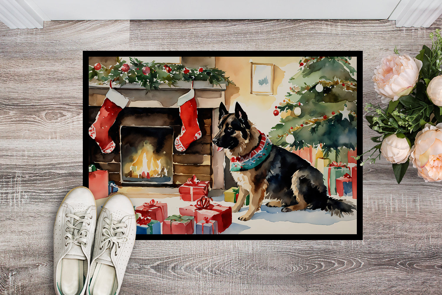 Norwegian Buhund Cozy Christmas Doormat