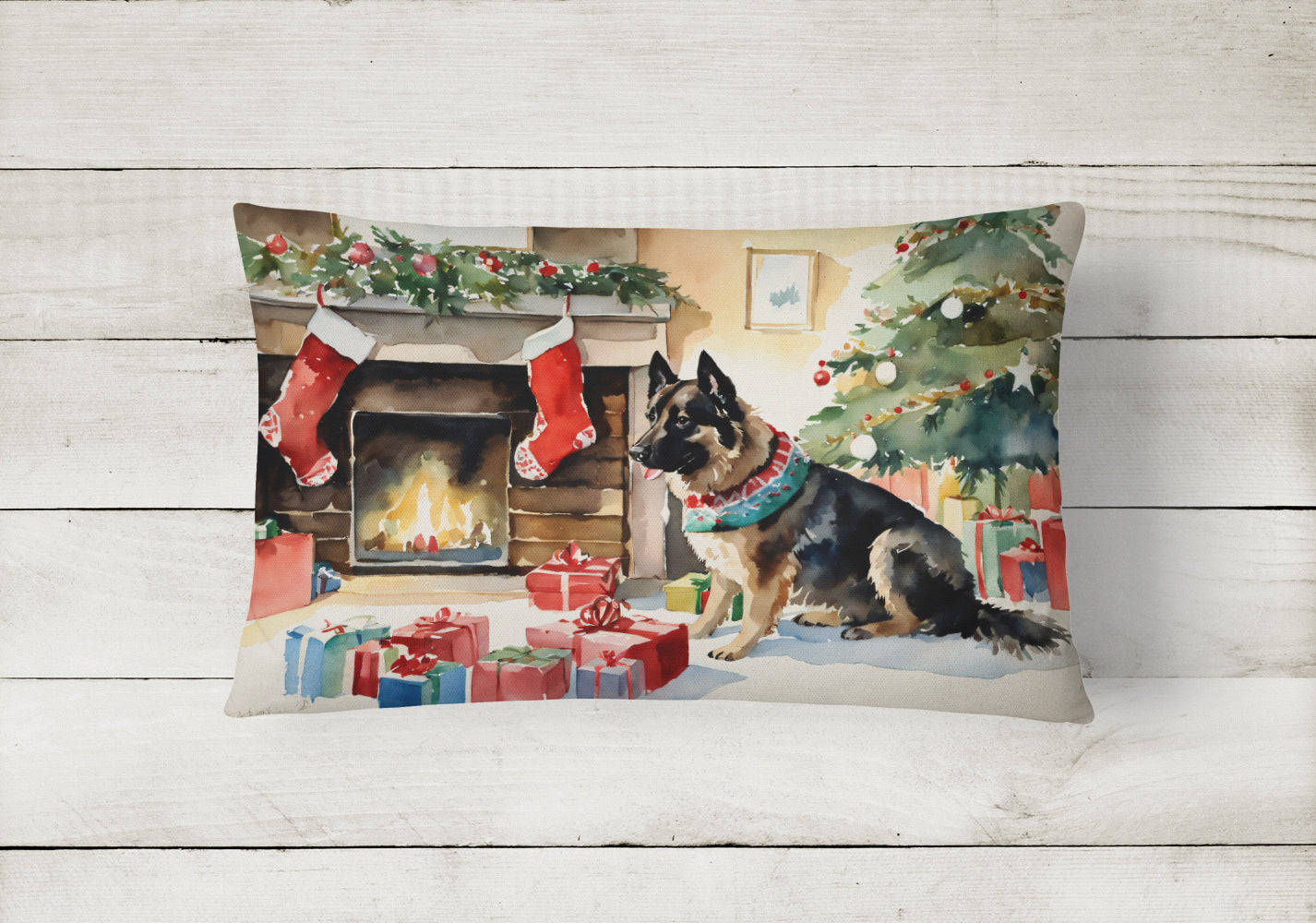 Norwegian Buhund Cozy Christmas Throw Pillow
