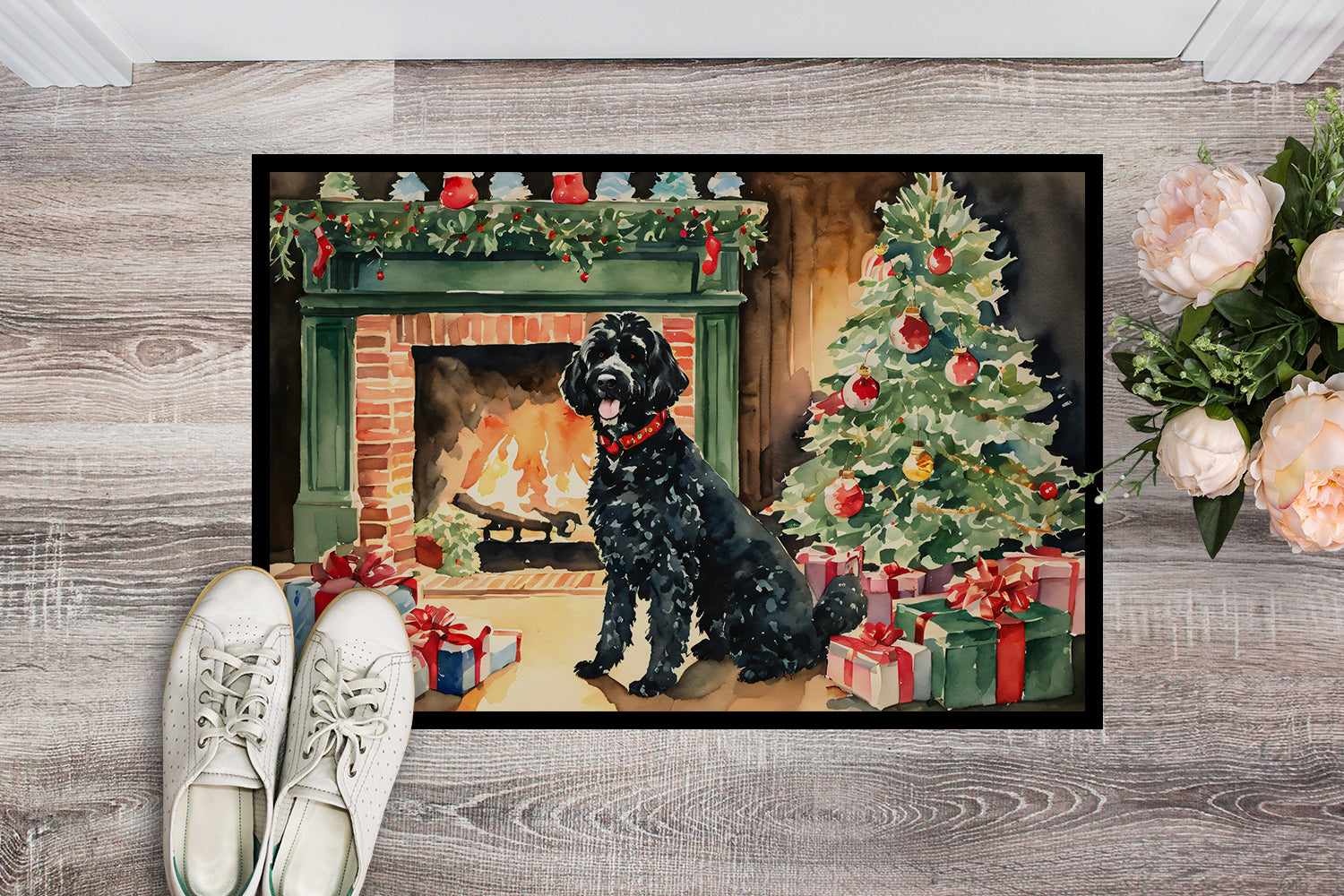 Buy this Portuguese Water Dog Cozy Christmas Doormat