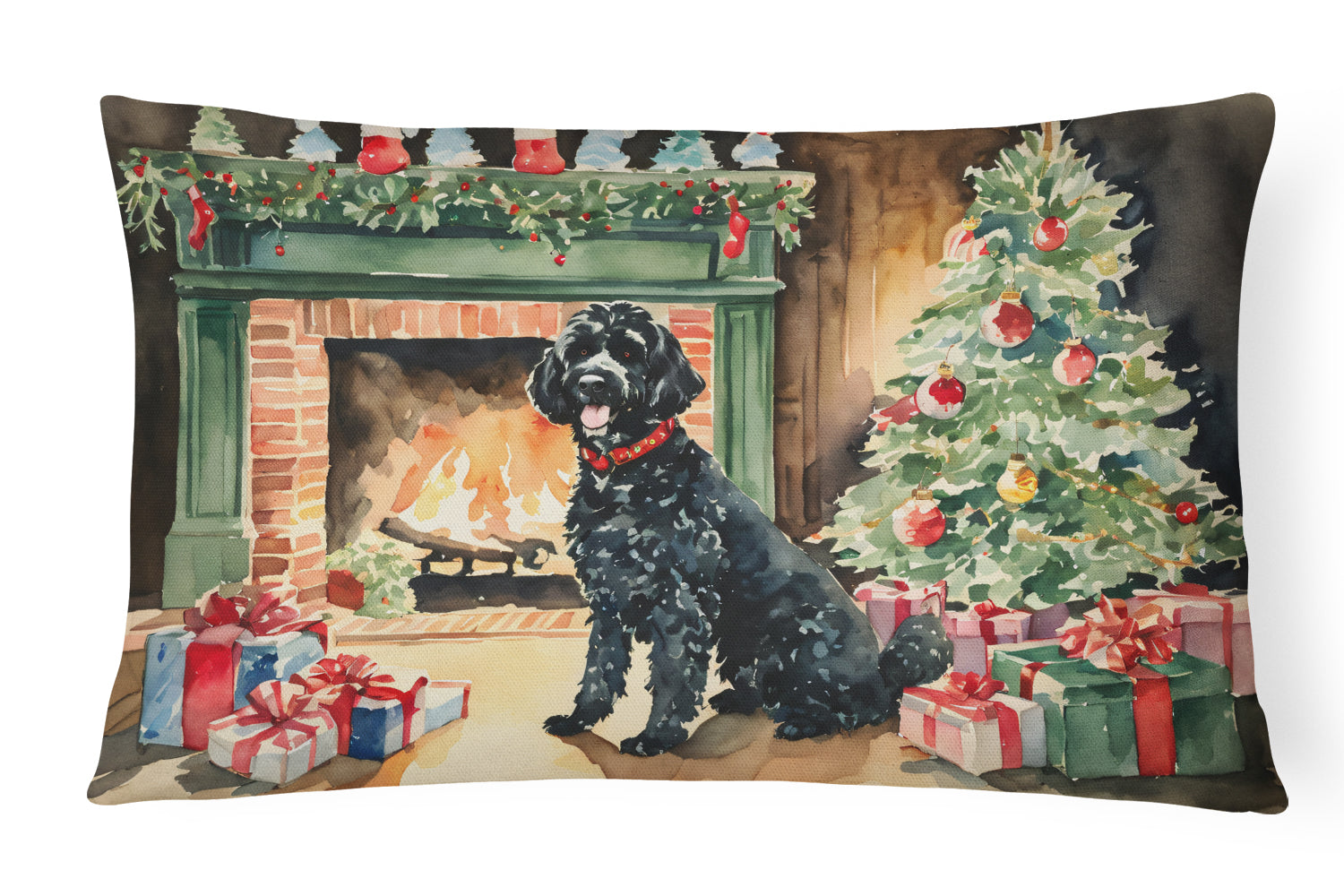 Buy this Portuguese Water Dog Cozy Christmas Throw Pillow