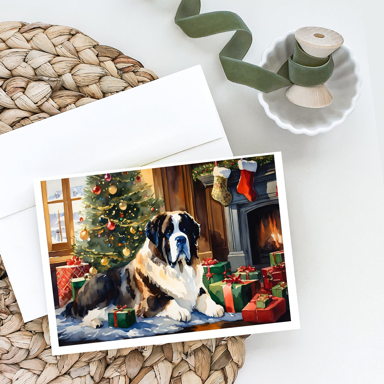 Buy this Saint Bernard Cozy Christmas Greeting Cards Pack of 8