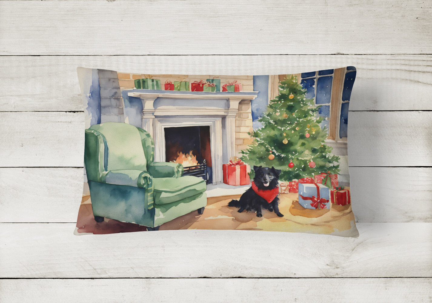 Buy this Schipperke Cozy Christmas Throw Pillow