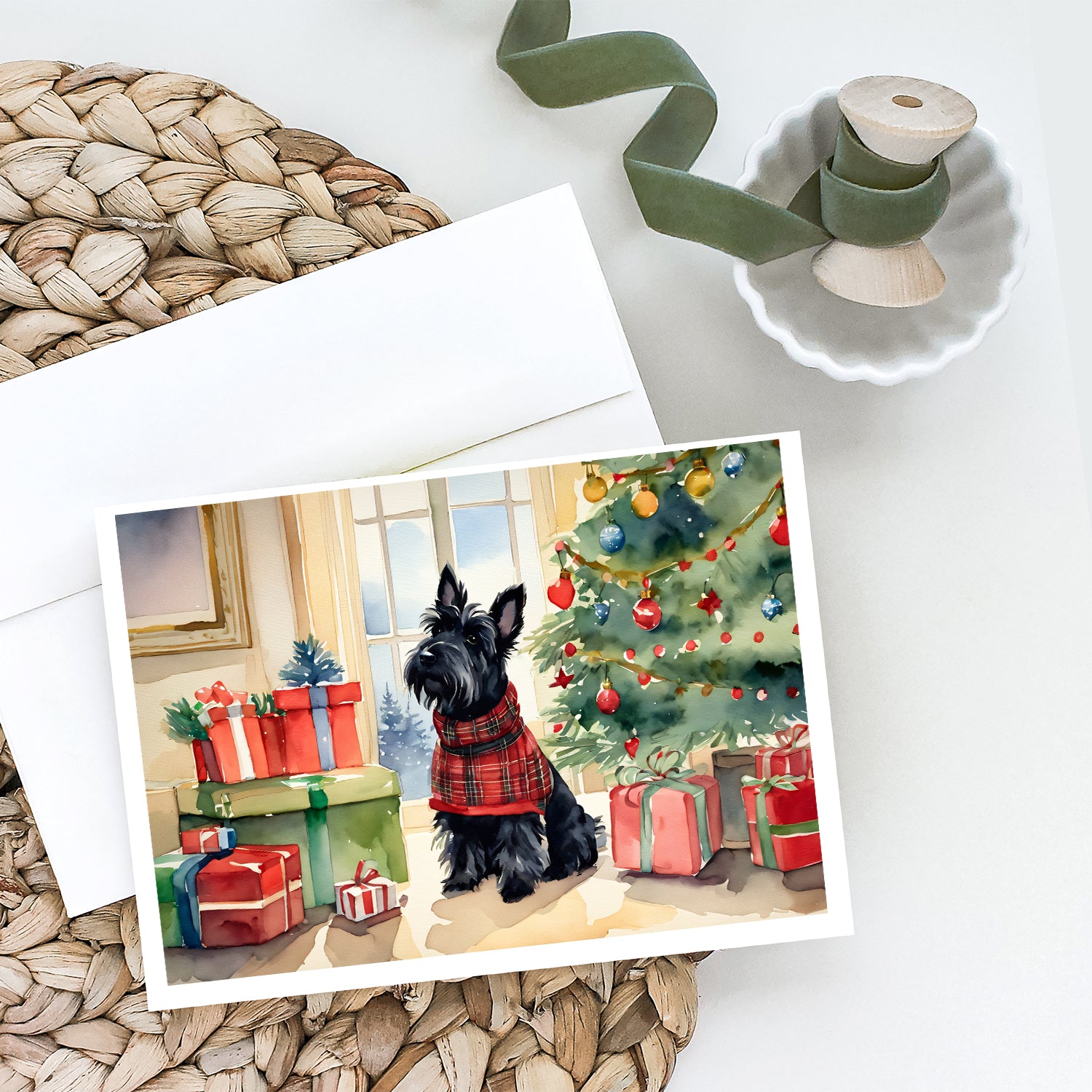 Buy this Scottish Terrier Cozy Christmas Greeting Cards Pack of 8