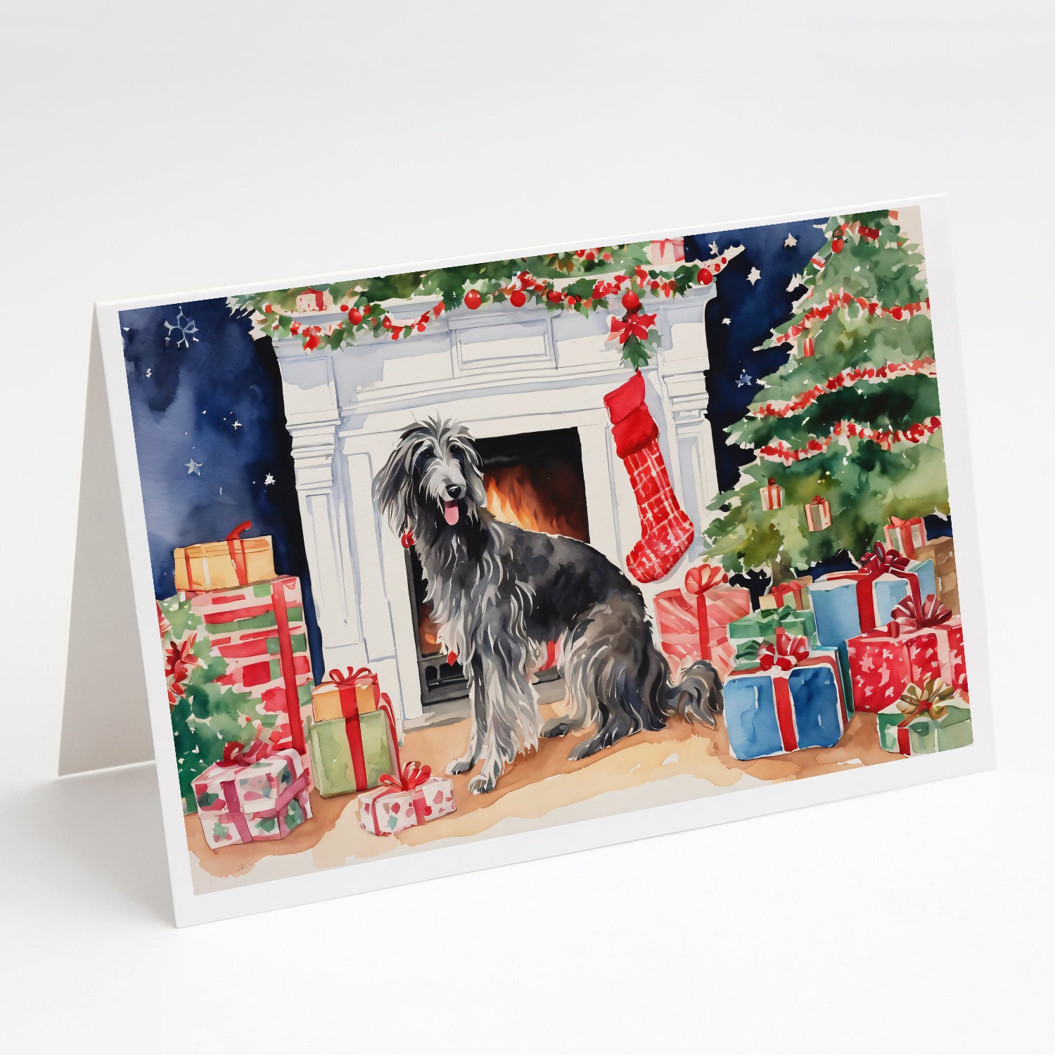 Buy this Scottish Deerhound Cozy Christmas Greeting Cards Pack of 8