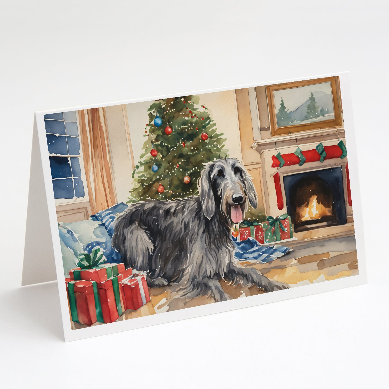 Buy this Scottish Deerhound Cozy Christmas Greeting Cards Pack of 8