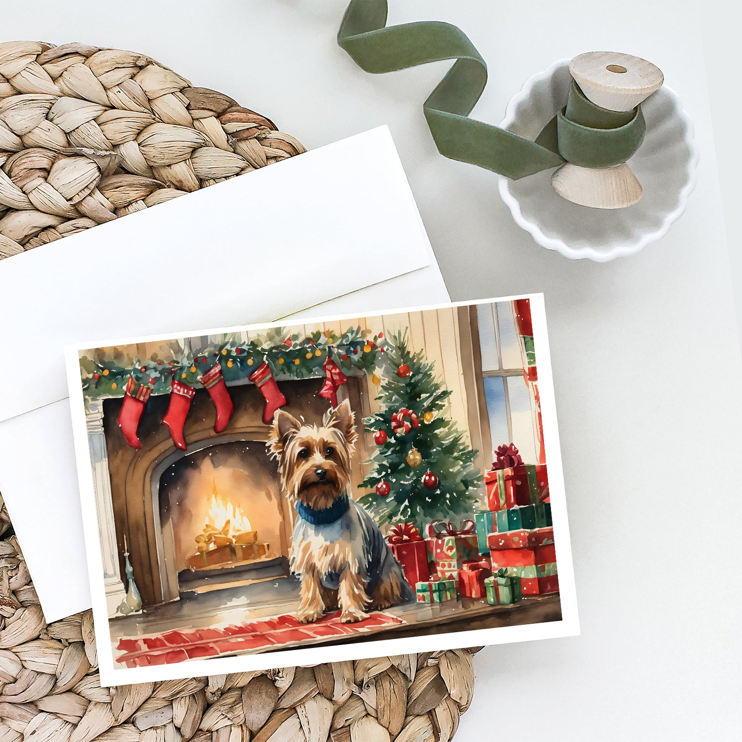 Buy this Silky Terrier Cozy Christmas Greeting Cards Pack of 8