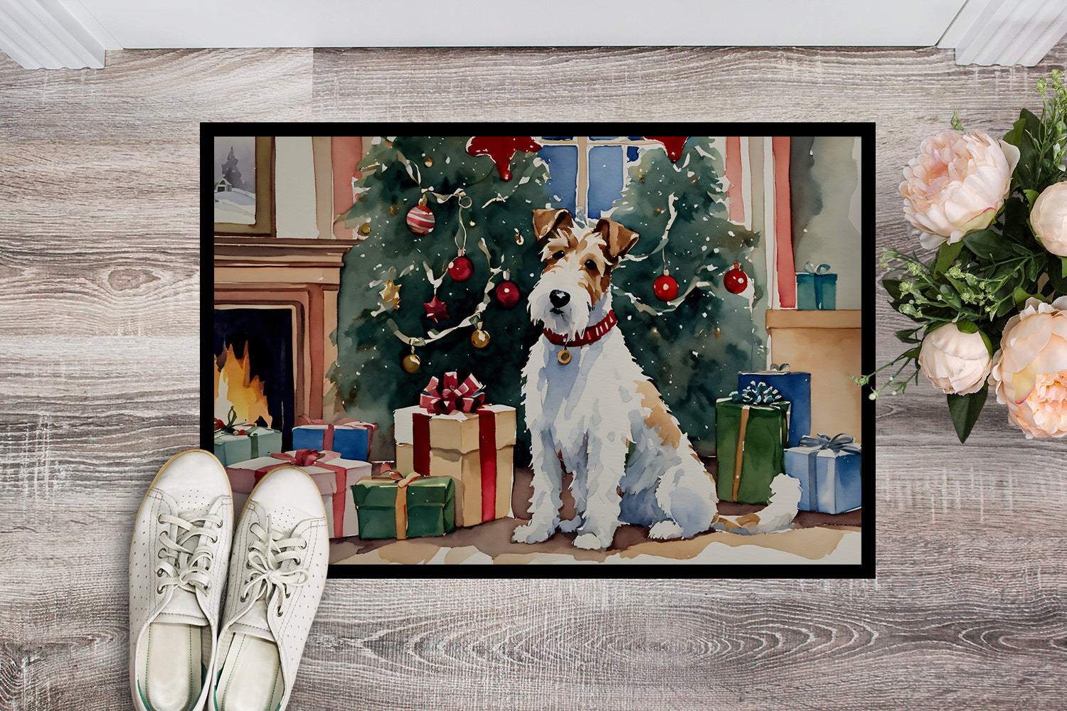Buy this Fox Terrier Cozy Christmas Doormat