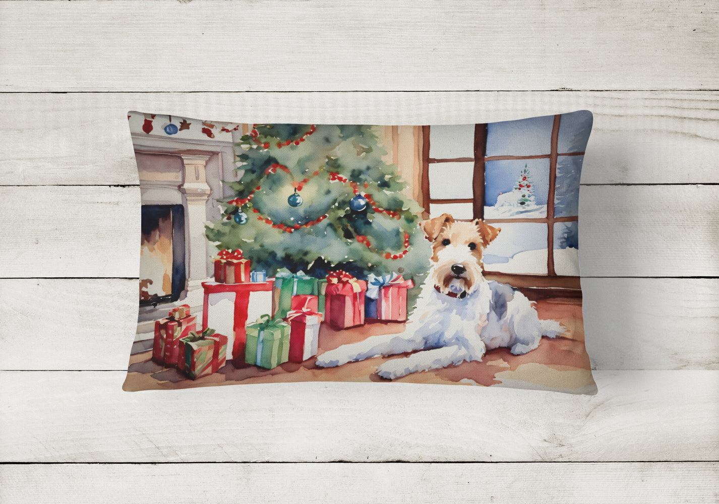 Buy this Fox Terrier Cozy Christmas Throw Pillow