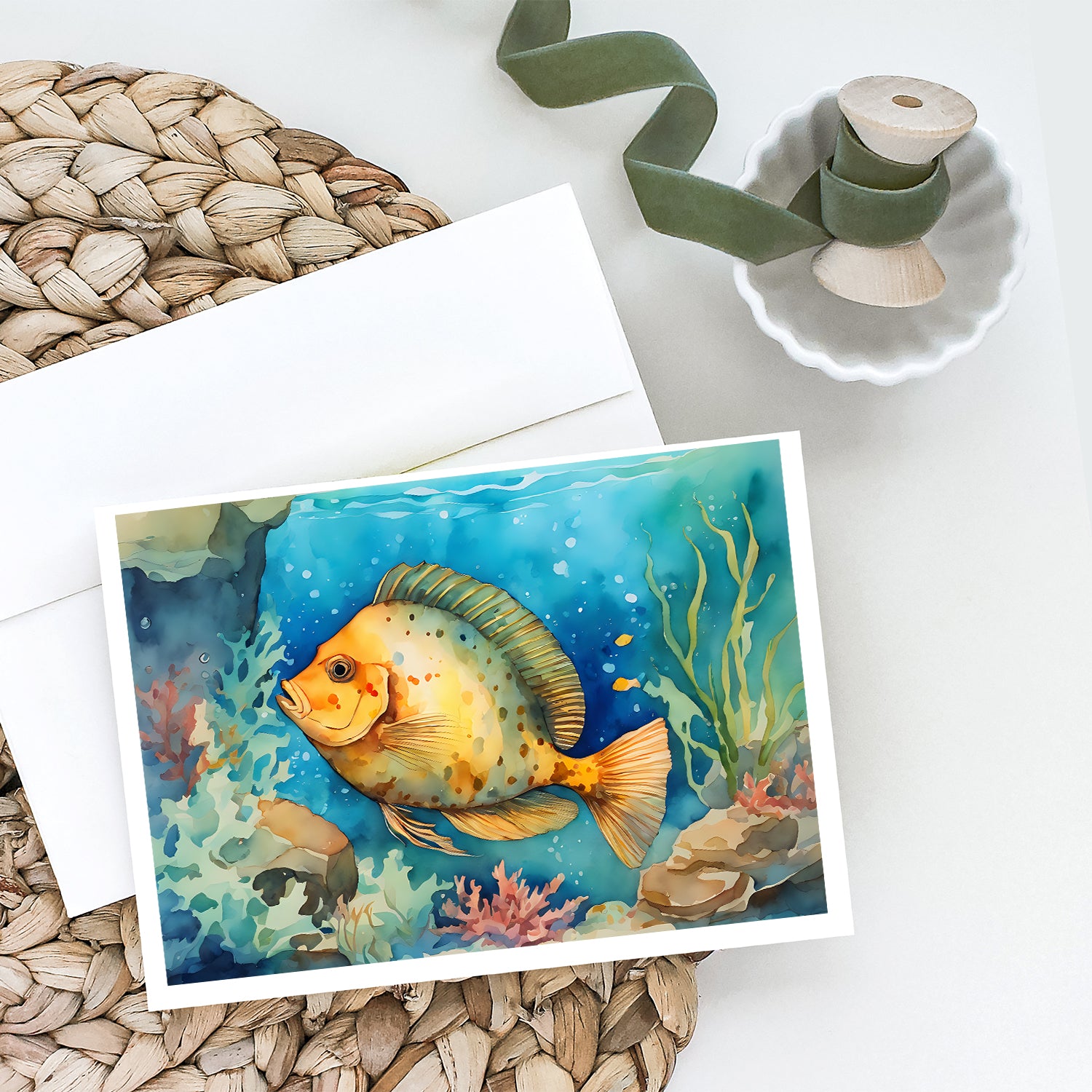 Flounder Greeting Cards Pack of 8