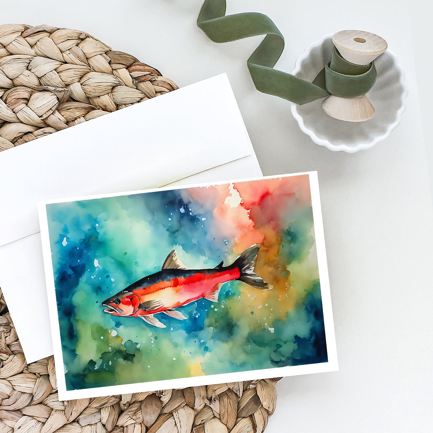Buy this Salmon Greeting Cards Pack of 8