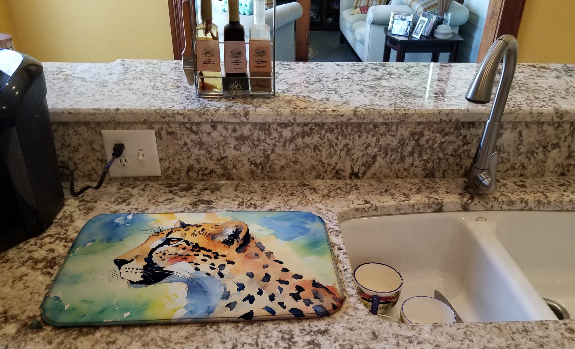 Cheetah Dish Drying Mat