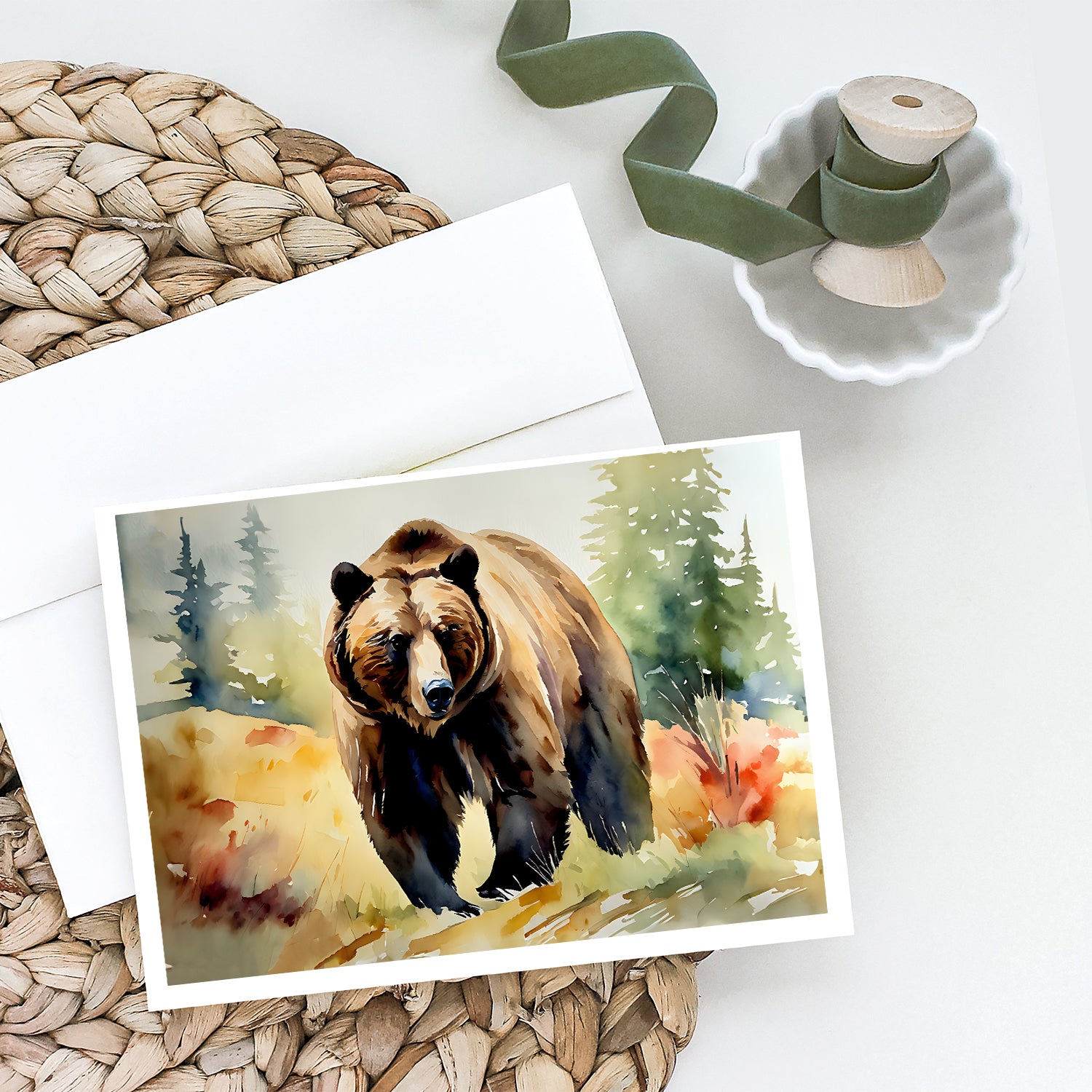 Grizzly Bear Greeting Cards Pack of 8