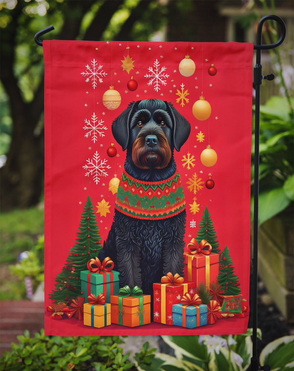 Black Russian Terrier Holiday Christmas Garden Flag