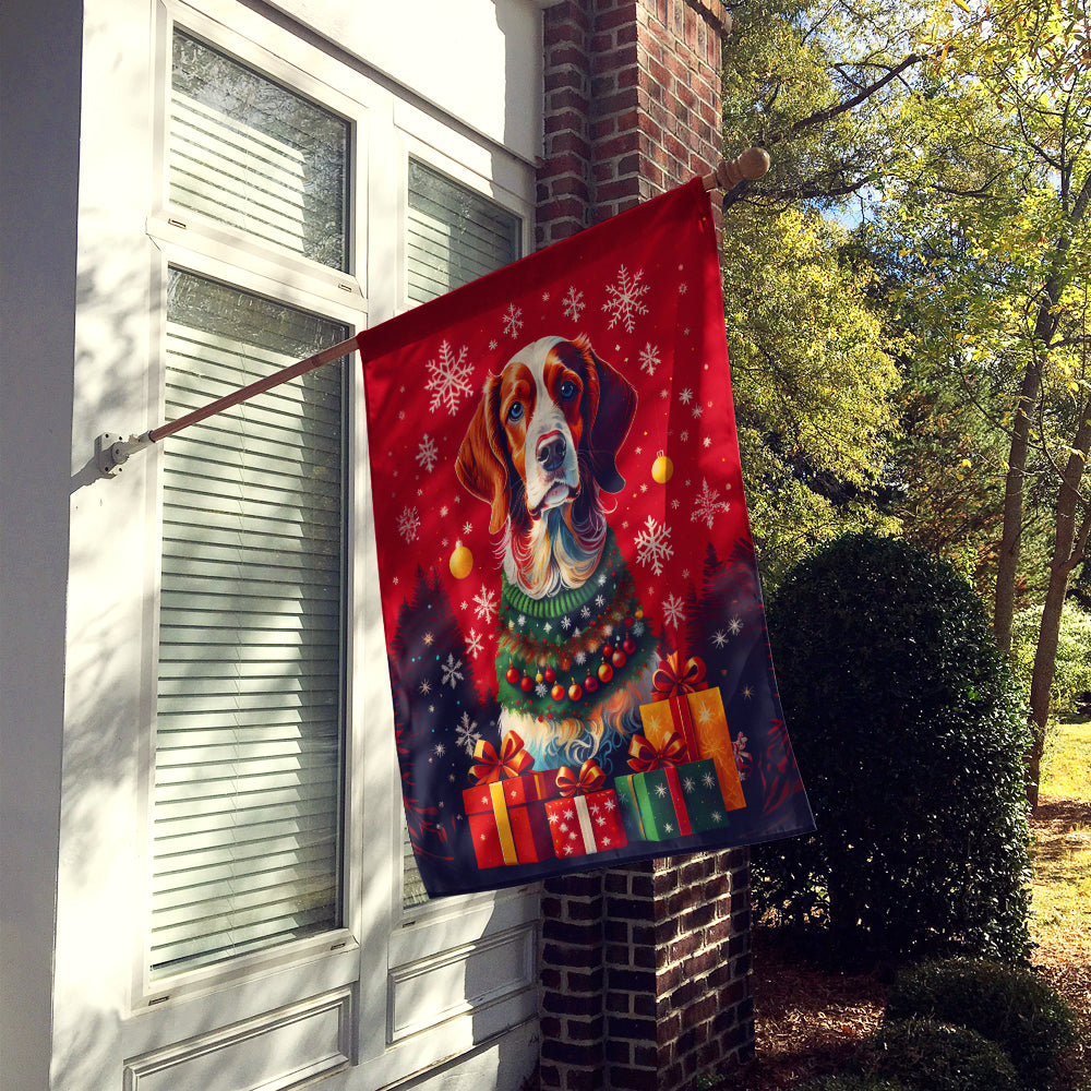 Buy this Brittany Spaniel Holiday Christmas House Flag
