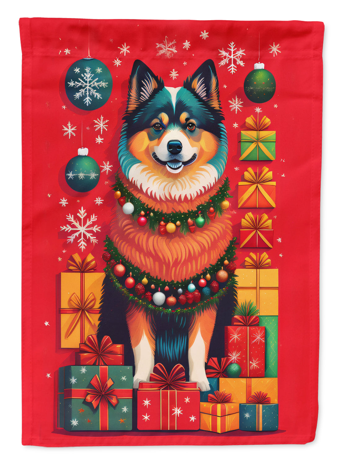 Buy this Finnish Lapphund Holiday Christmas House Flag