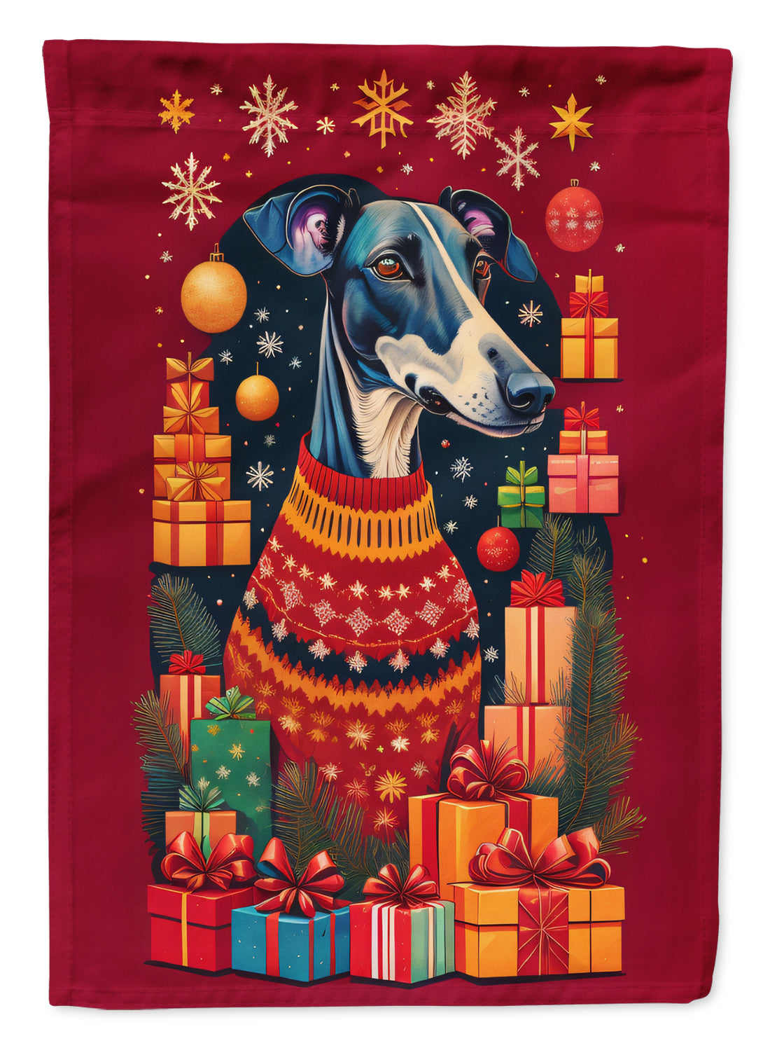 Buy this Greyhound Holiday Christmas House Flag