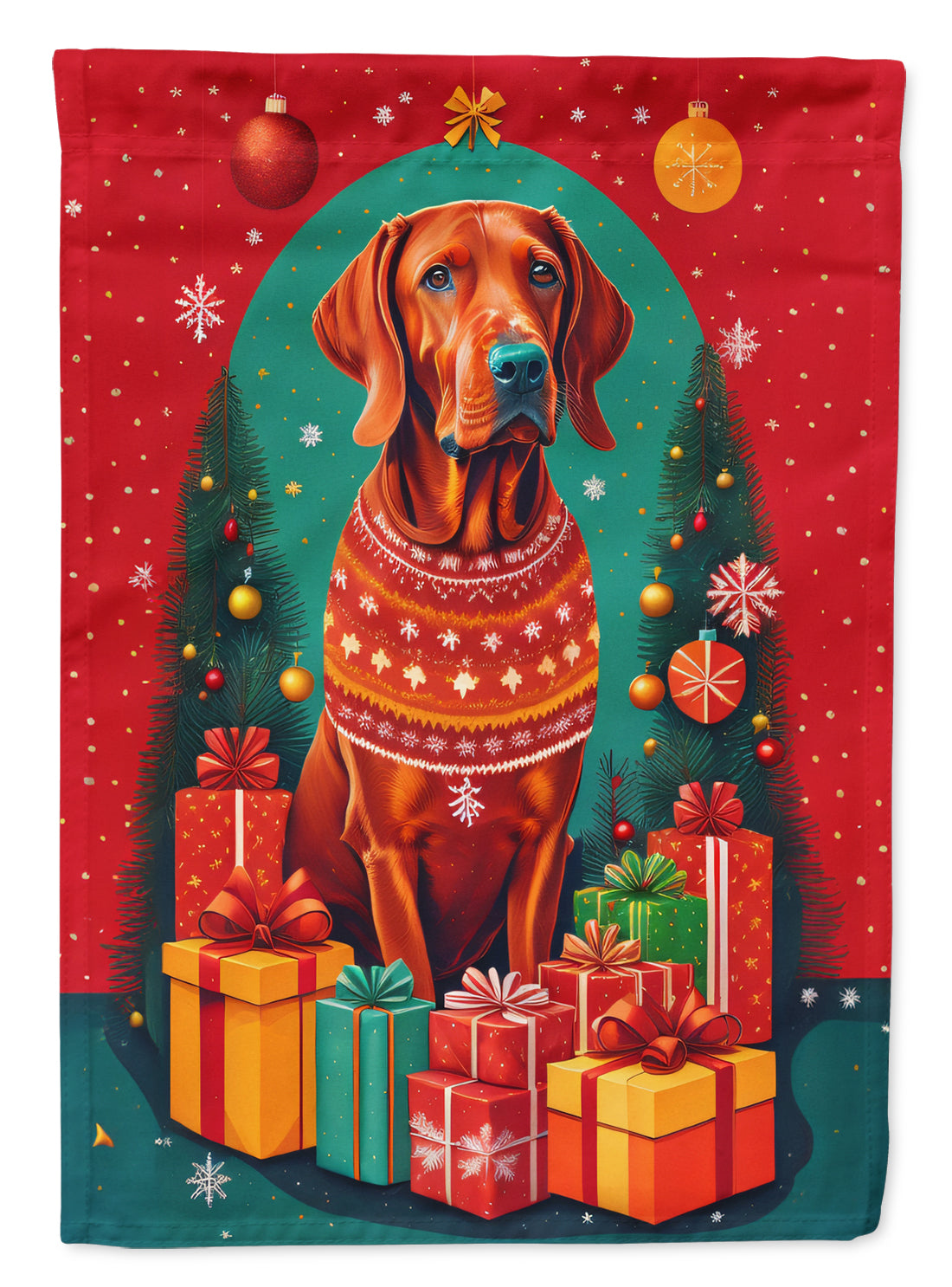 Buy this Red Redbone Coonhound Holiday Christmas Garden Flag
