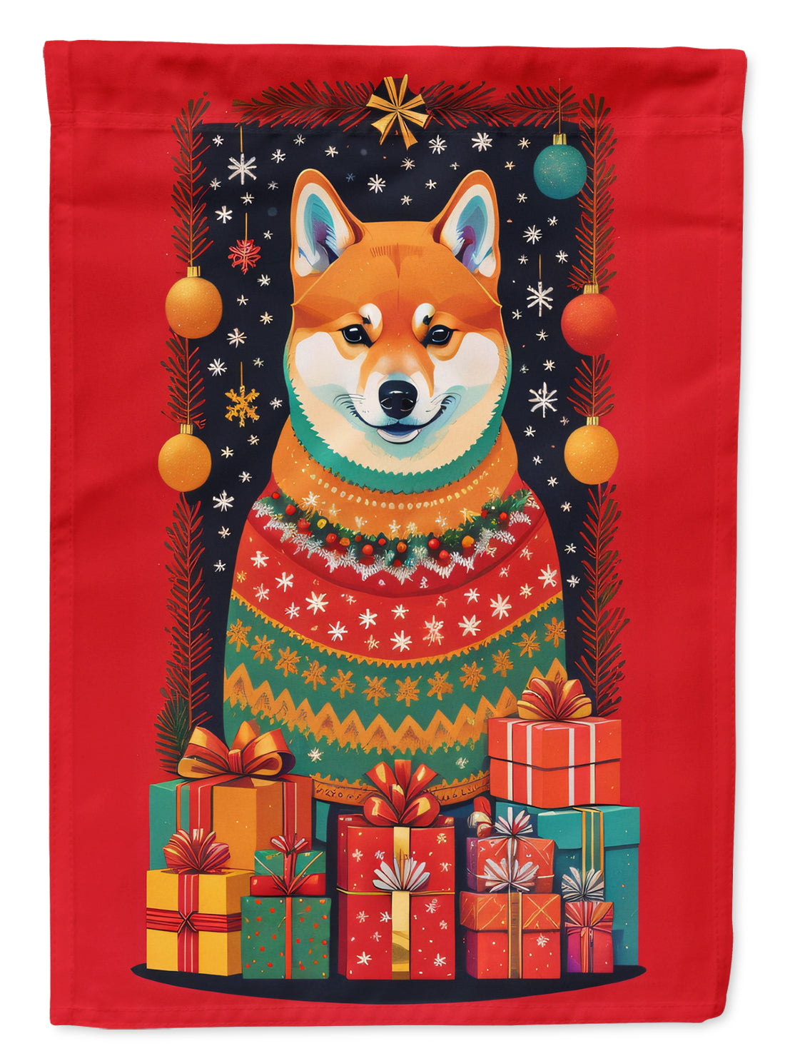 Buy this Shiba Inu Holiday Christmas House Flag