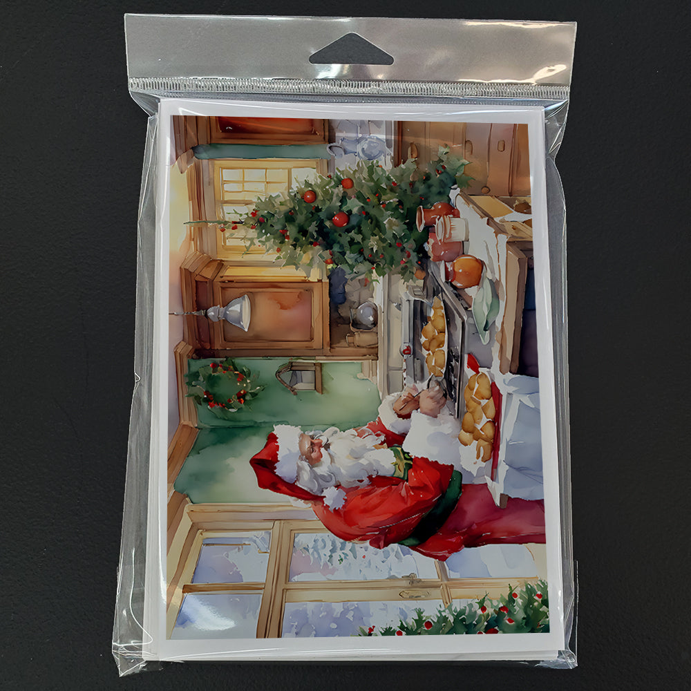 Cookies with Santa Claus Father Christmas Greeting Cards Pack of 8