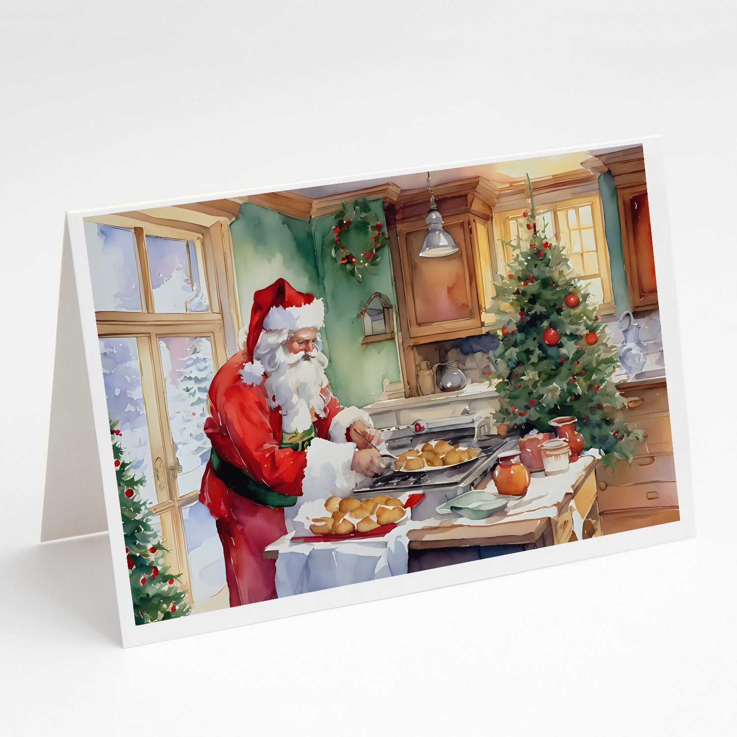Buy this Cookies with Santa Claus Father Christmas Greeting Cards Pack of 8