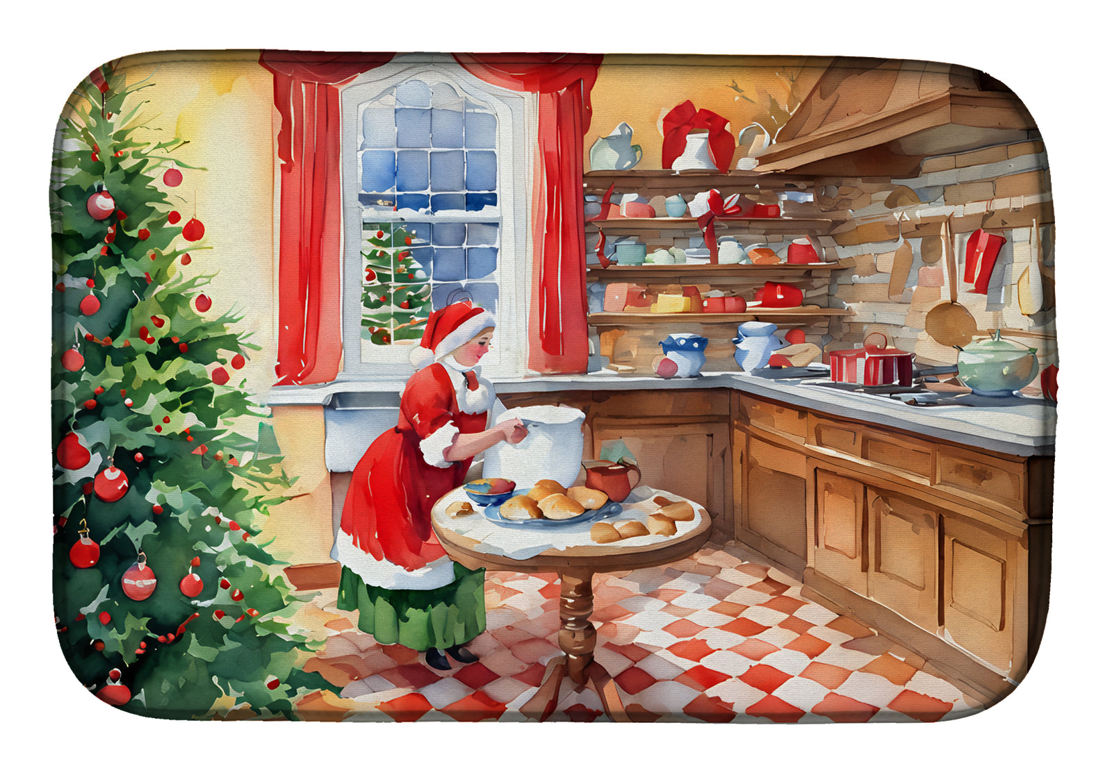 Buy this Cookies with Santa Claus Mrs. Claus Dish Drying Mat