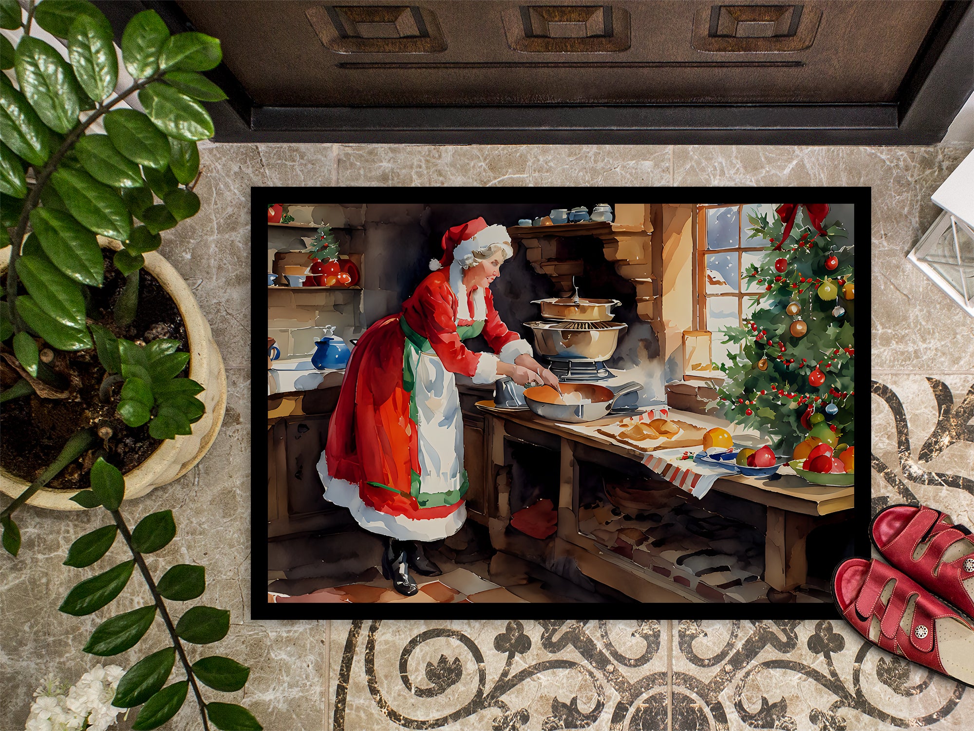 Cookies with Santa Claus Mrs. Claus Doormat