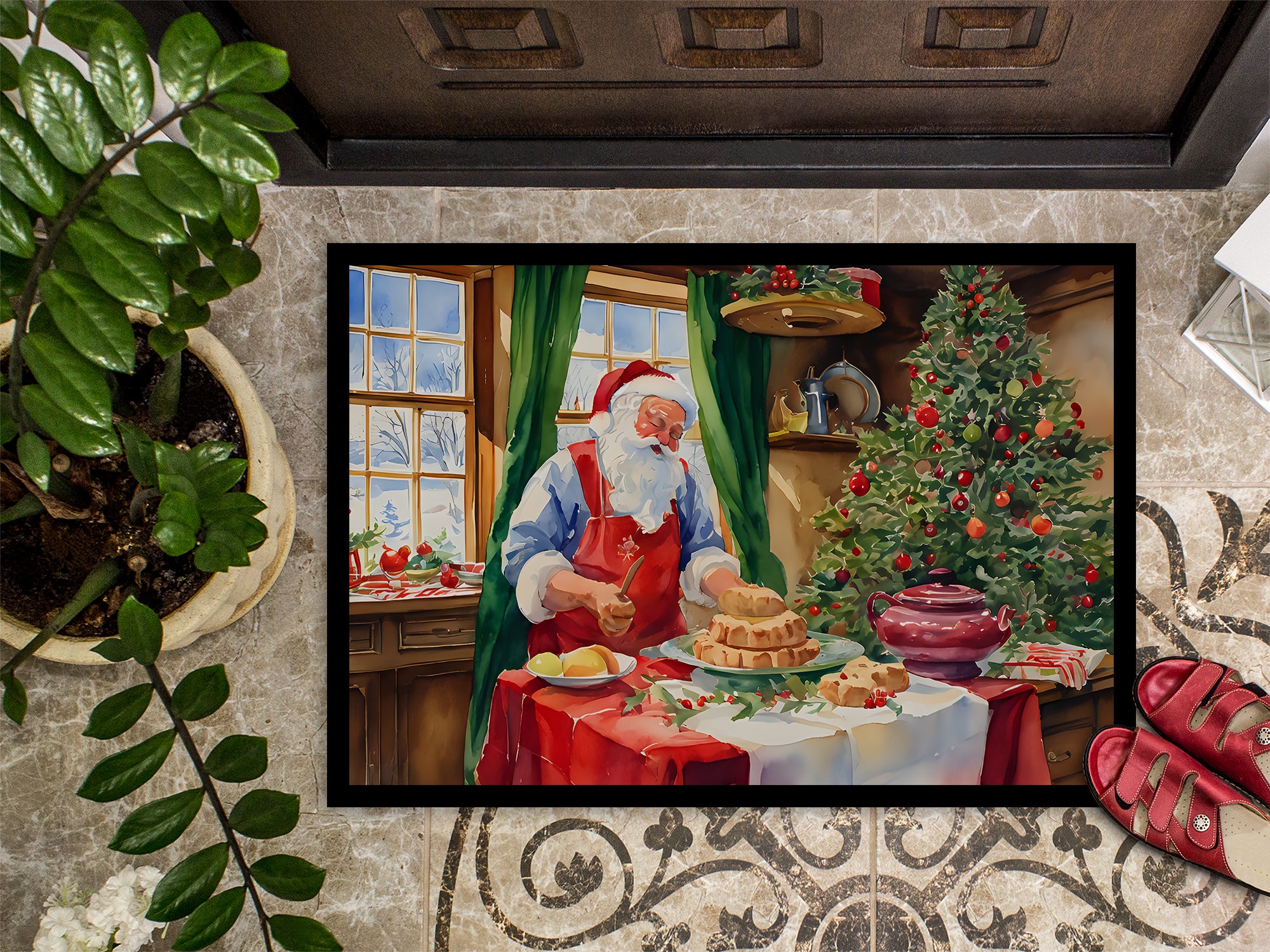 Cookies with Santa Claus Papa Noel Doormat