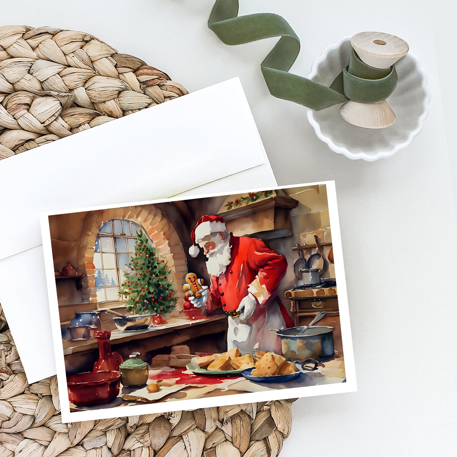 Cookies with Santa Claus Greeting Cards Pack of 8