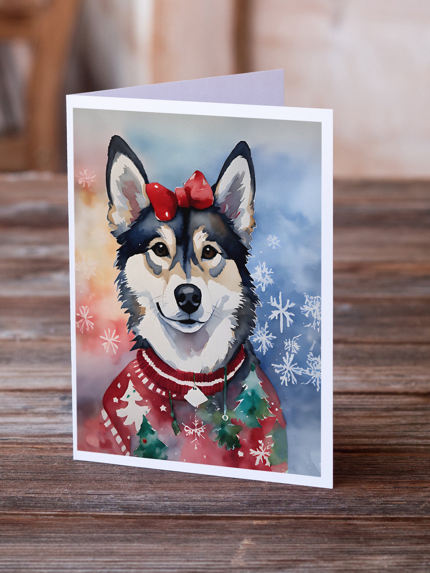 Buy this Alaskan Klee Kai Christmas Greeting Cards Pack of 8
