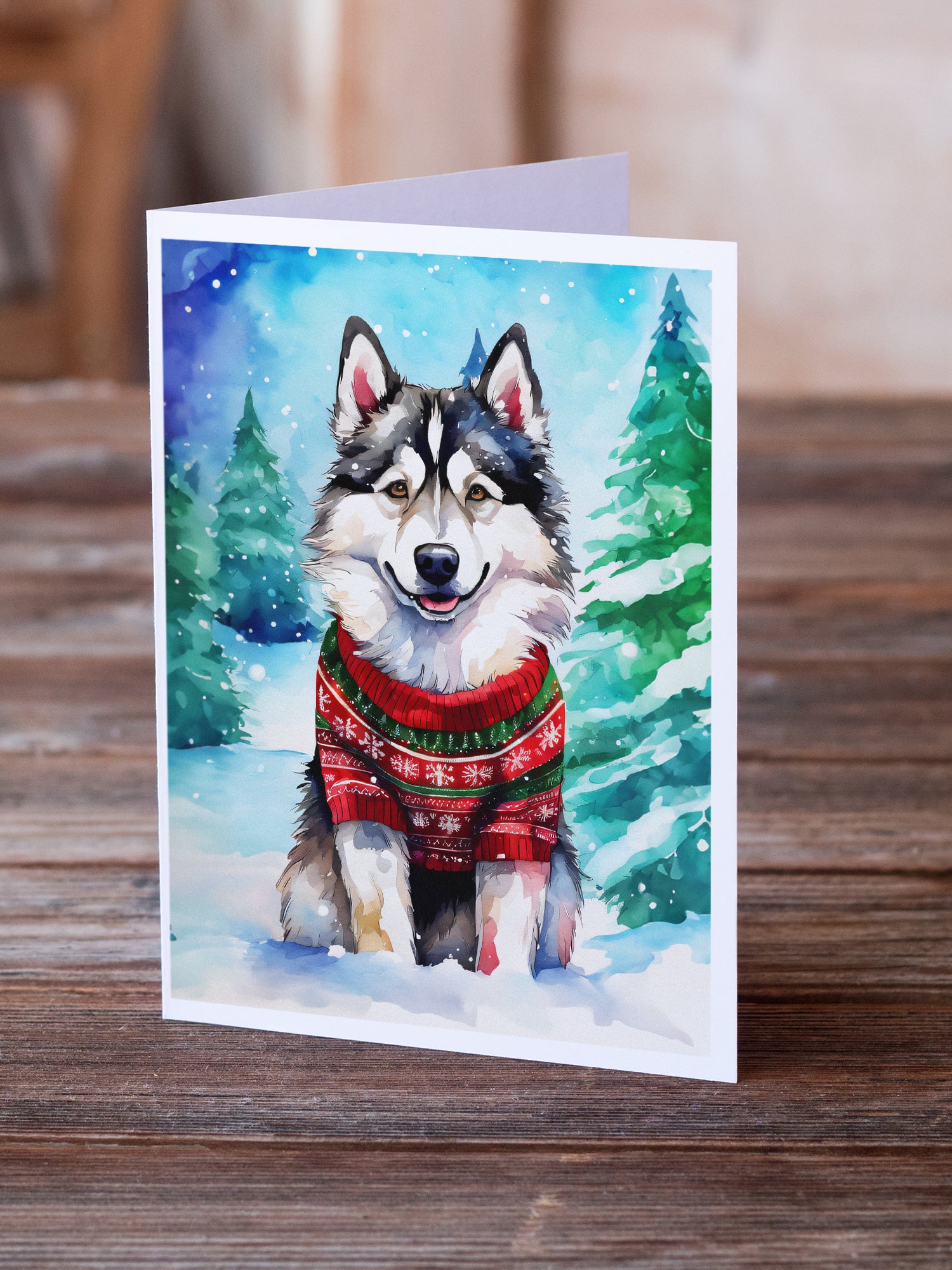Buy this Alaskan Malamute Christmas Greeting Cards Pack of 8