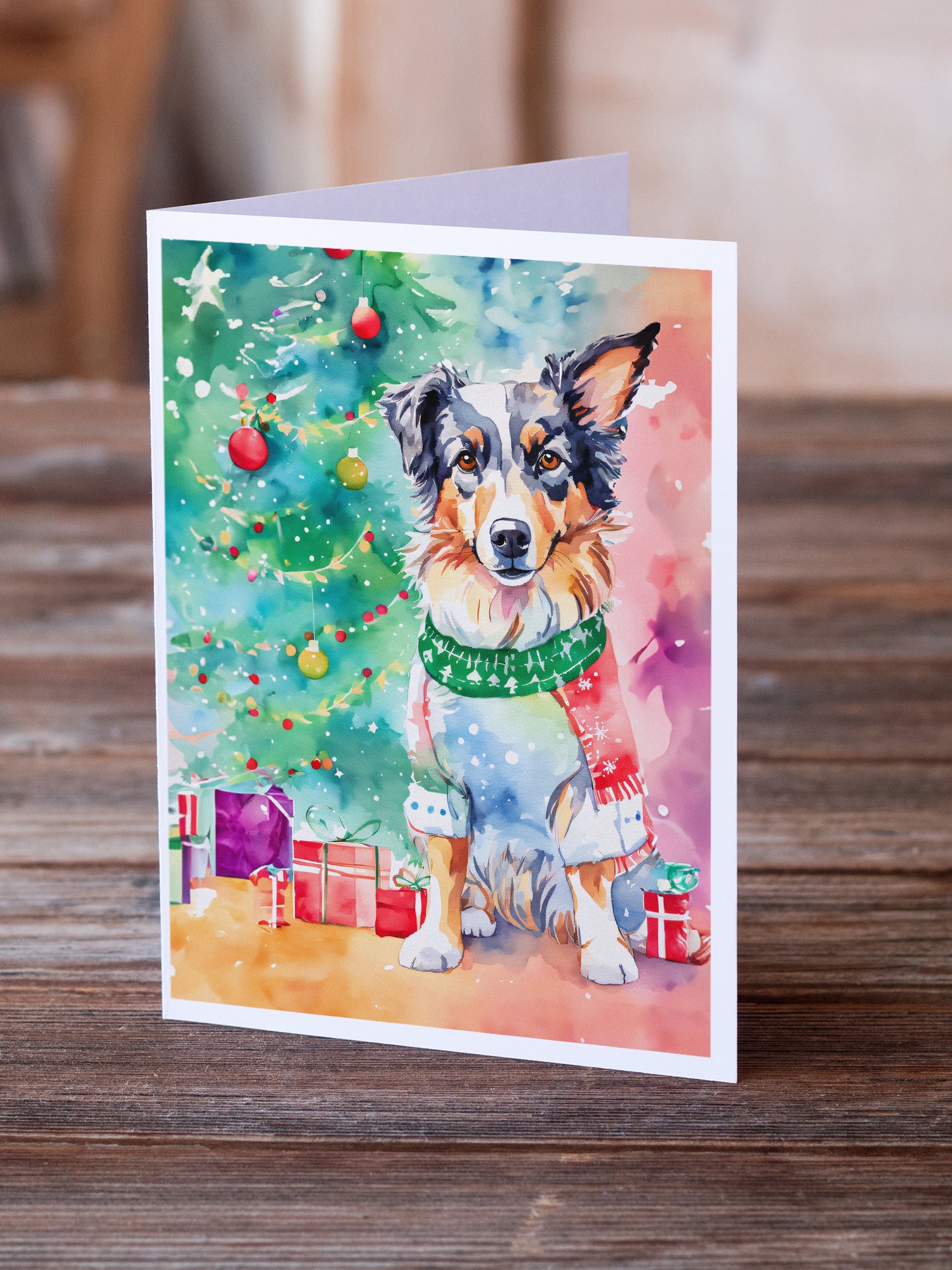 Buy this Australian Shepherd Christmas Greeting Cards Pack of 8