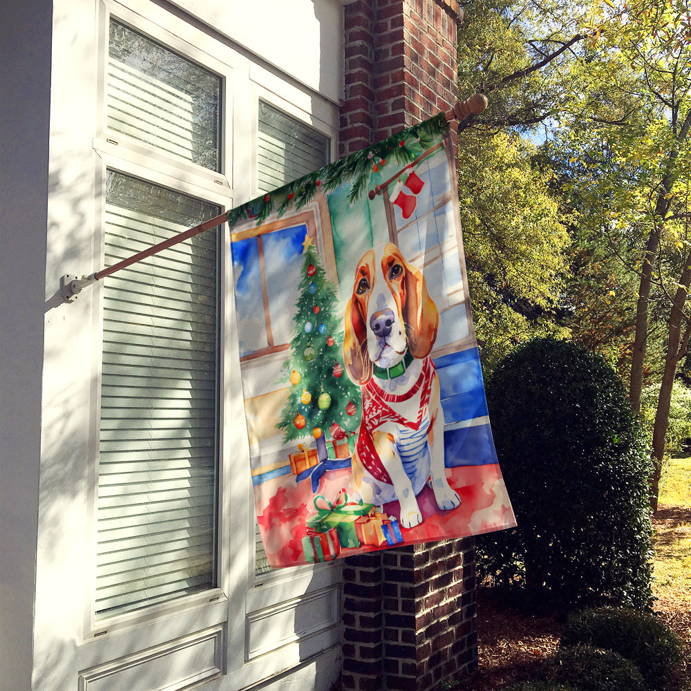 Buy this Basset Hound Christmas House Flag