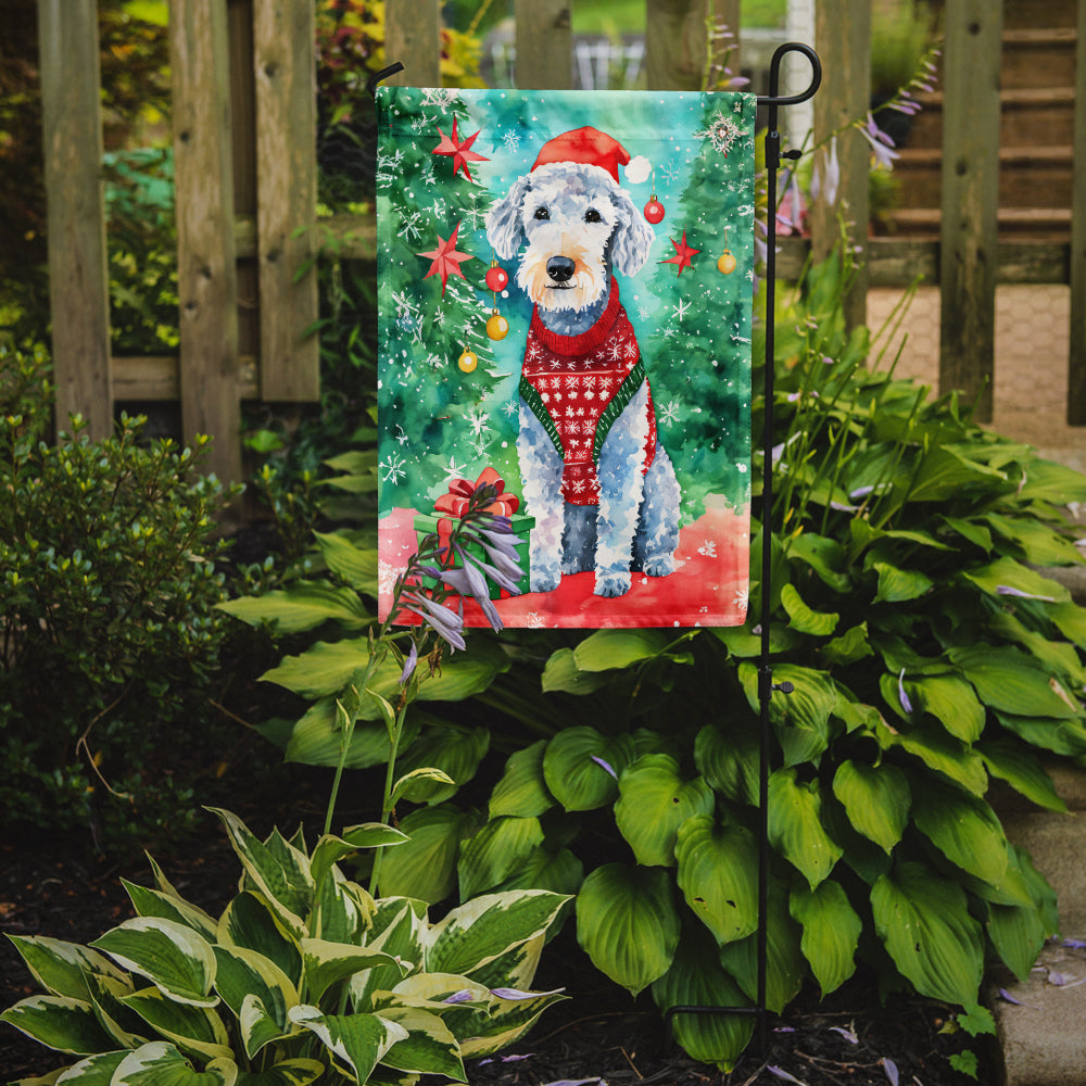 Bedlington Terrier Christmas Garden Flag
