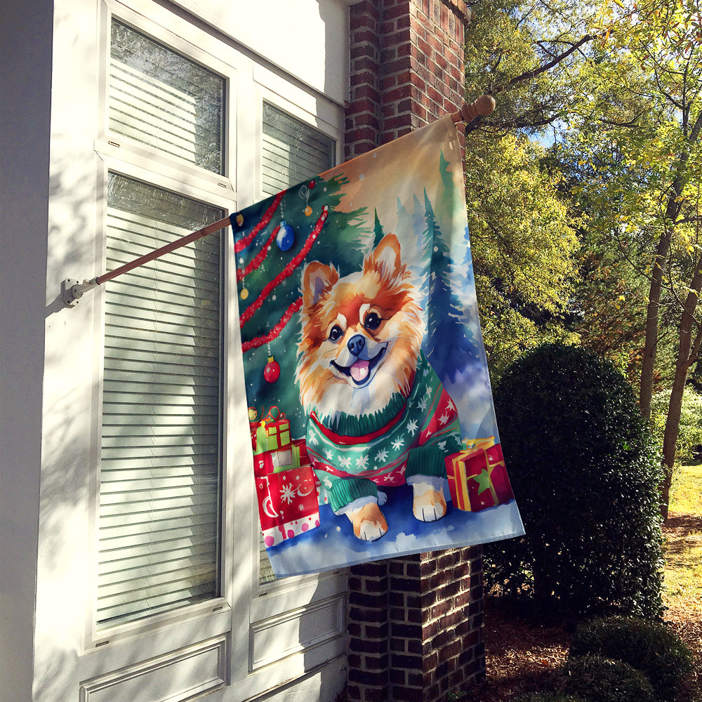 Buy this Pomeranian Christmas House Flag