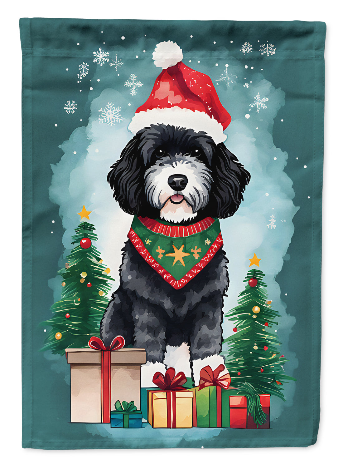Buy this Portuguese Water Dog Christmas House Flag