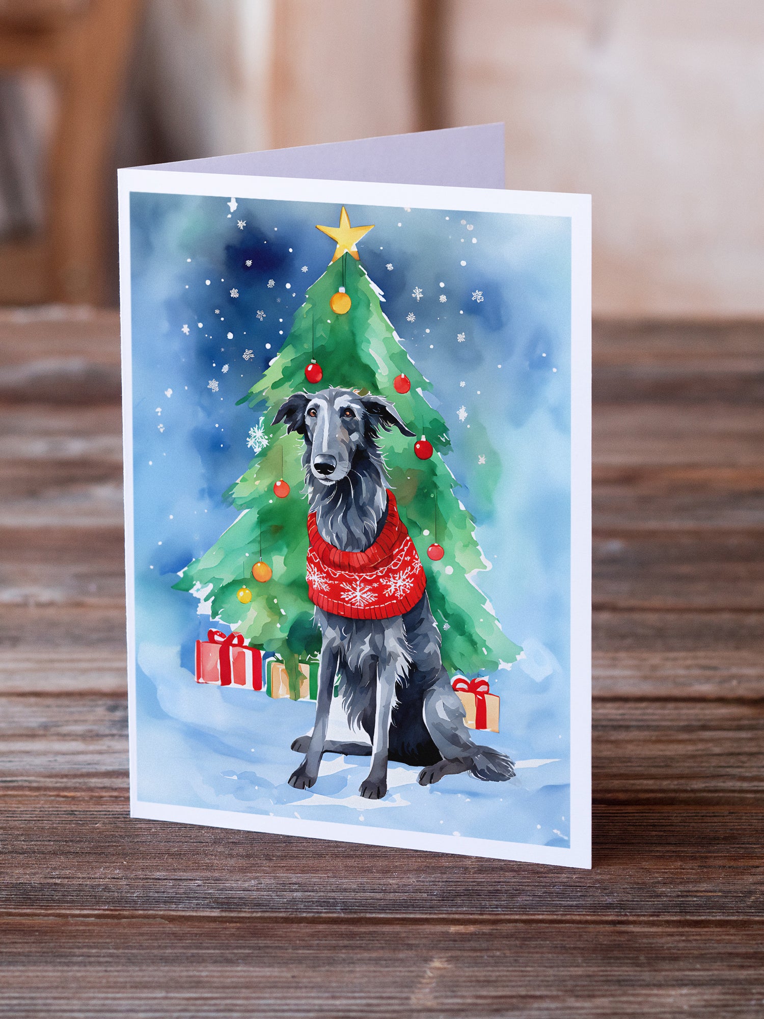 Buy this Scottish Deerhound Christmas Greeting Cards Pack of 8
