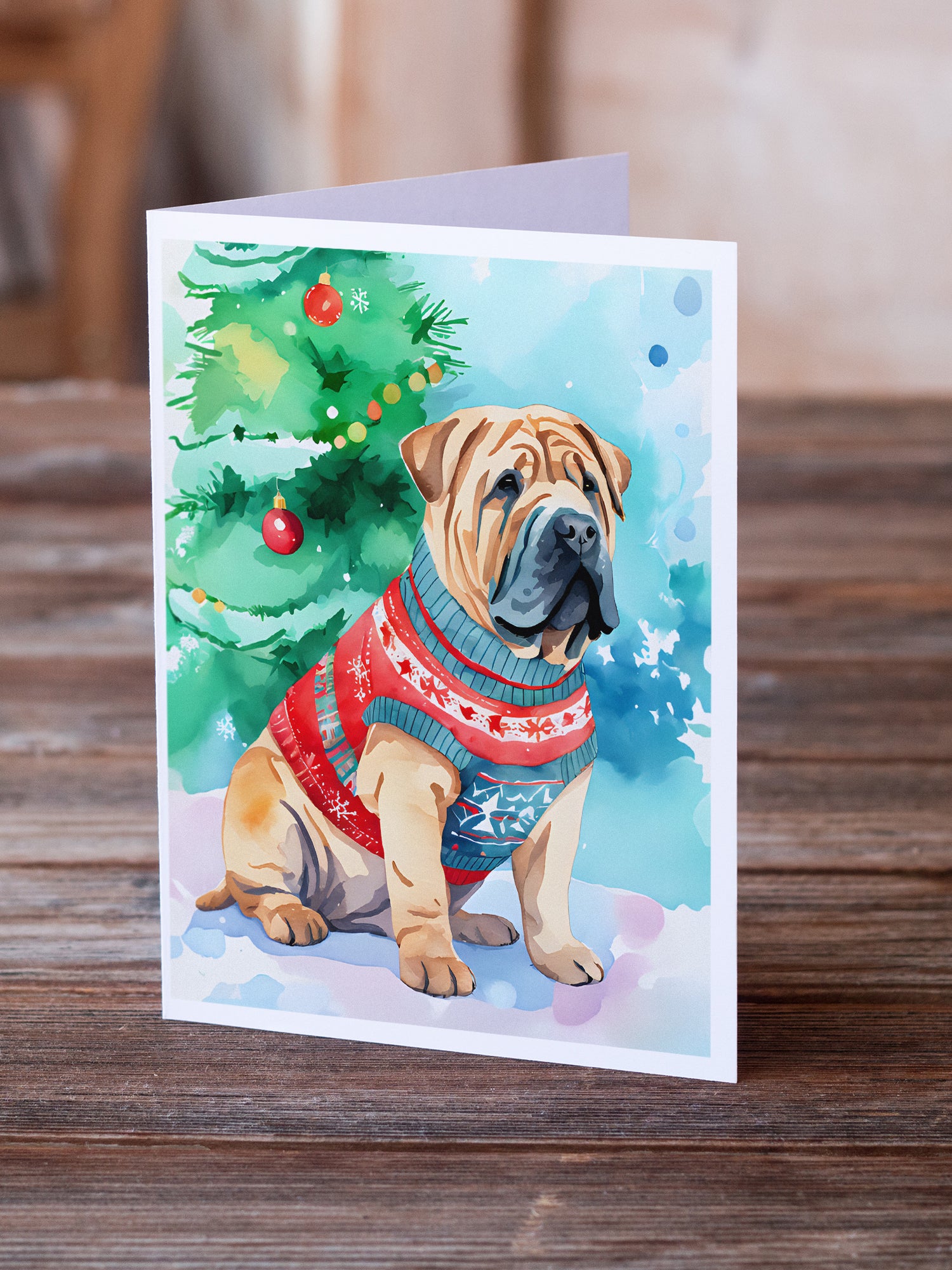 Buy this Shar Pei Christmas Greeting Cards Pack of 8