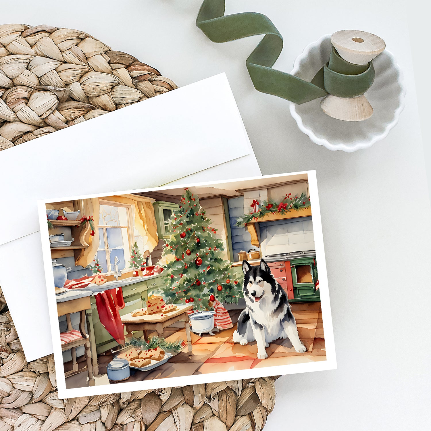 Buy this Alaskan Malamute Christmas Cookies Greeting Cards Pack of 8