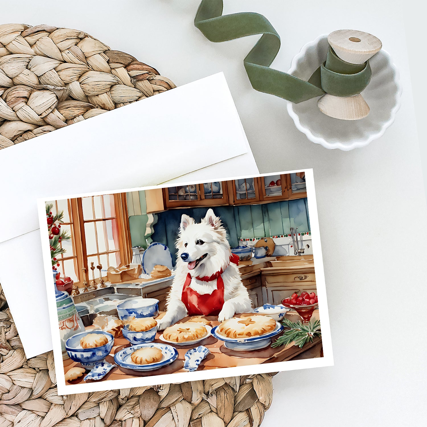 Buy this American Eskimo Christmas Cookies Greeting Cards Pack of 8